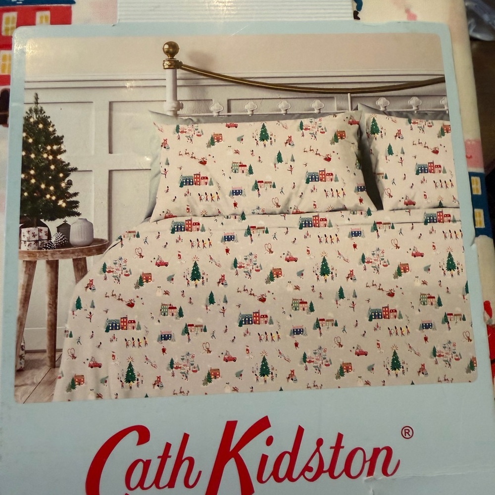 Cath Kidston "Snow Day Cream" Queen Size Sheet Set 100% Cotton - Picture 2 of 3